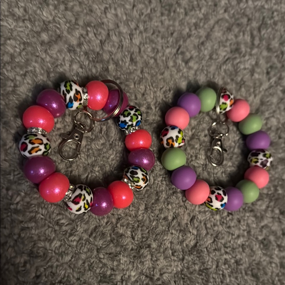Colorful Beaded Keychain Bracelet Set